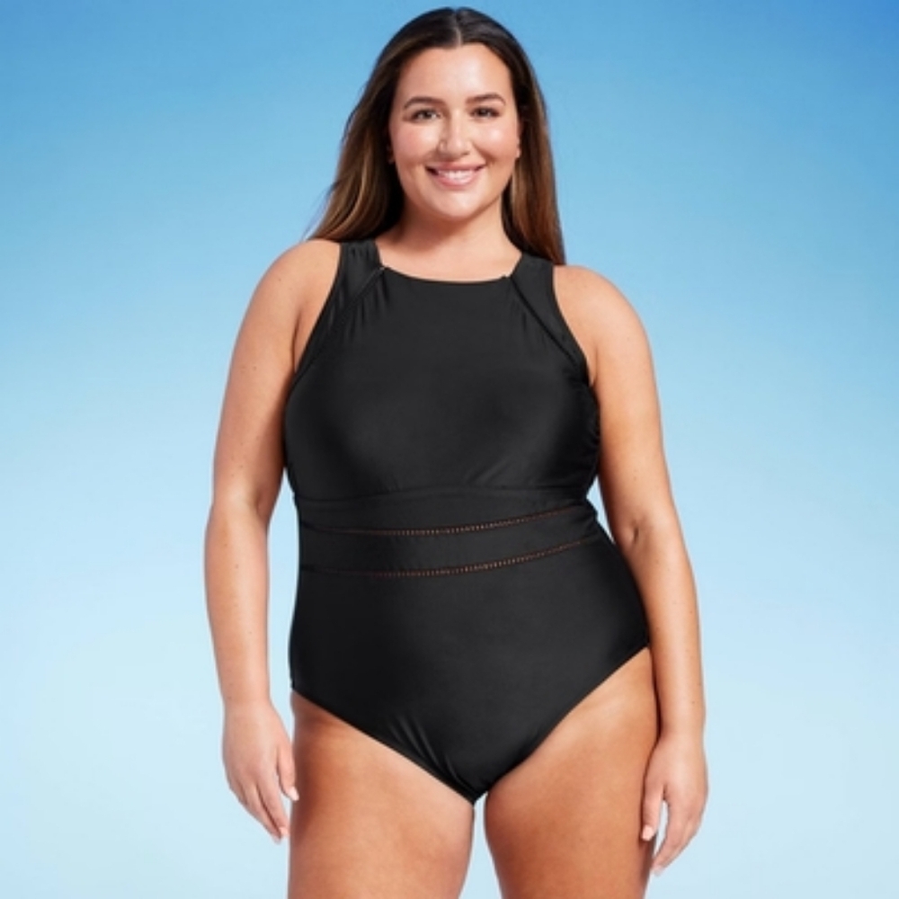 Shade & Shore Black One-Piece Swimsuit, NWTs Sz 20. #A37
